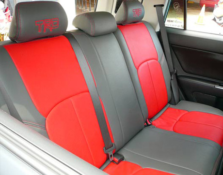 Gray and Red Leather